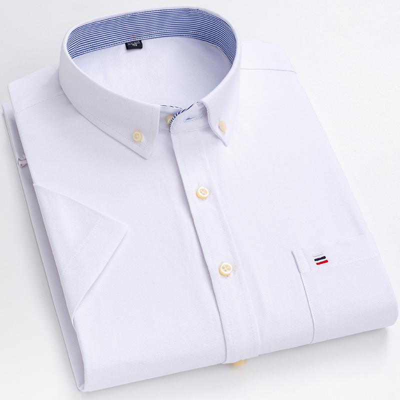 Men's Casual Shirts 7xl Cotton Shirts for Men Short Sleeve Summer Plus Size Plaid Shirt Striped Male Shirt Business Casual White Regular Fit 2209