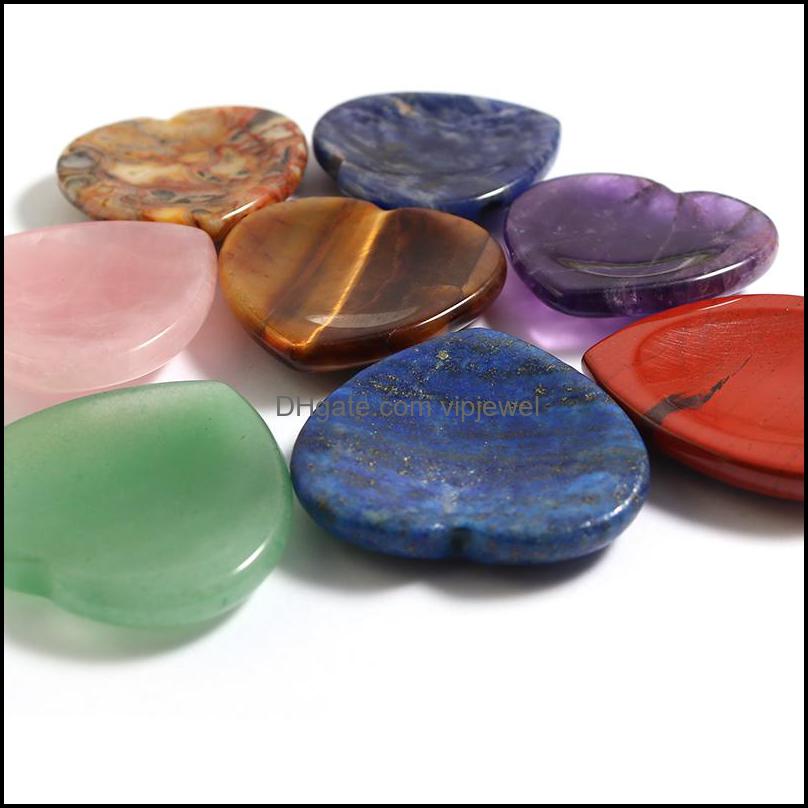 Stone 20X6MM Natural Thumb Stone Worry Mas Palm Hand Crystal Heart Shape Gemstone Gua Sha Tool Healing Beauty Diy Decor Dhseller2010 Dh9Sd