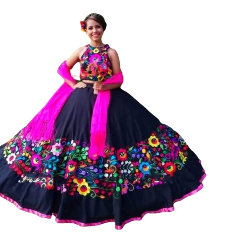 Vestido de 15 anos Quinceanera Dresses With Wrap Embroidery Mexican Style Charro Lace-up corset Sweet 16 Quince XV Prom Gowns