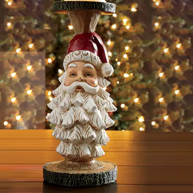 Christmas Decorations Christmas Resin Candlestick Santa Claus Snowman Candle Ornament Table Decor 220908