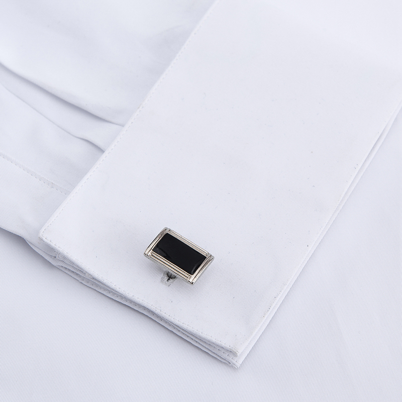Men's Casual Shirts Men's Classic French Cuff Dress Shirts Long Sleeve No Pocket Tuxedo Male Shirt with Cufflinks Formal Party Wedding White