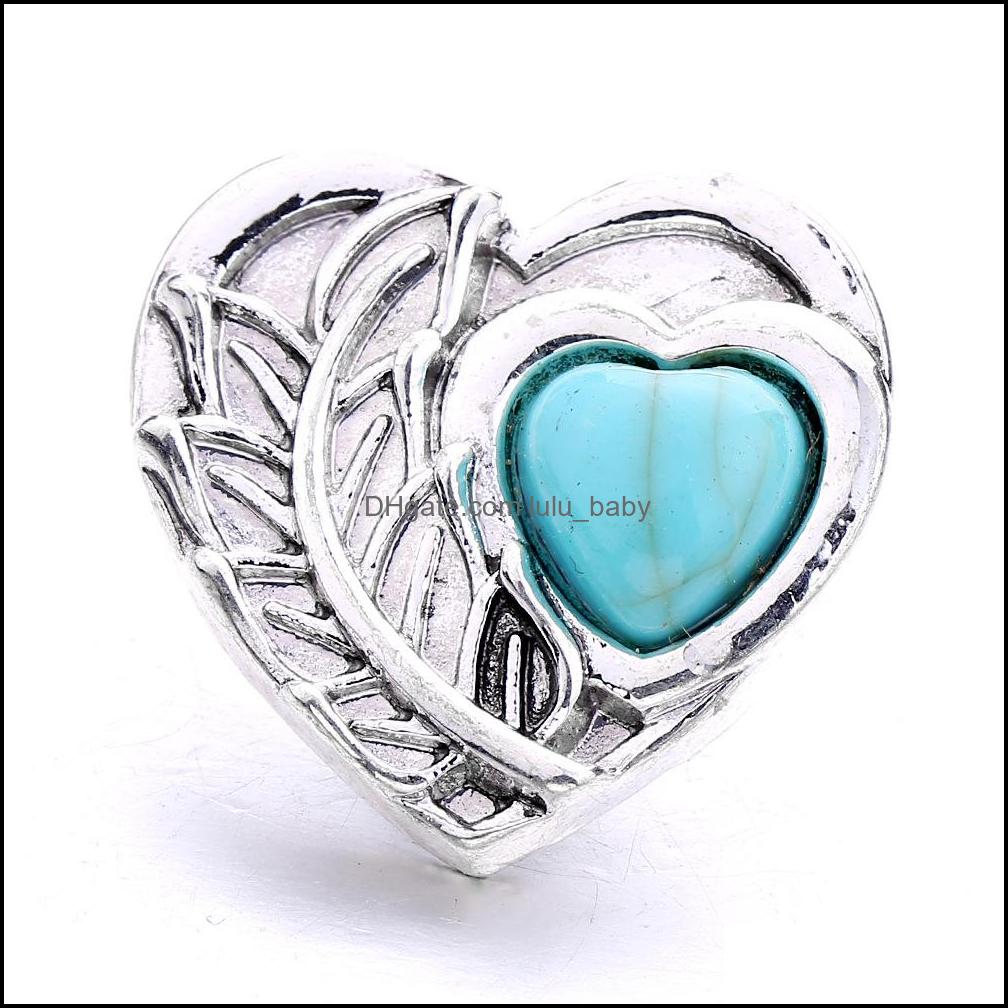 Other High Quality Snap Button Jewelry Components Heart Flower Acrylic Turquoise 18Mm 20Mm Metal Snaps Buttons Fit Brace Dhseller2010 Dhxxd