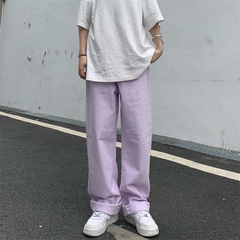 Women's Jeans Women's Jeans Vintage Straight Baggy High Waist Korean Fashion Streetwear Casual Pants Femme Wide Leg Purple Mom Denim Trouser