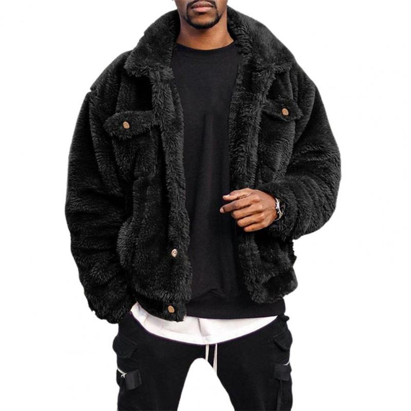 Mens Jackets Winter Coat Solid Color Plush Simple Fluffy Men Jacket Hiphop Style Winter Coat 220908