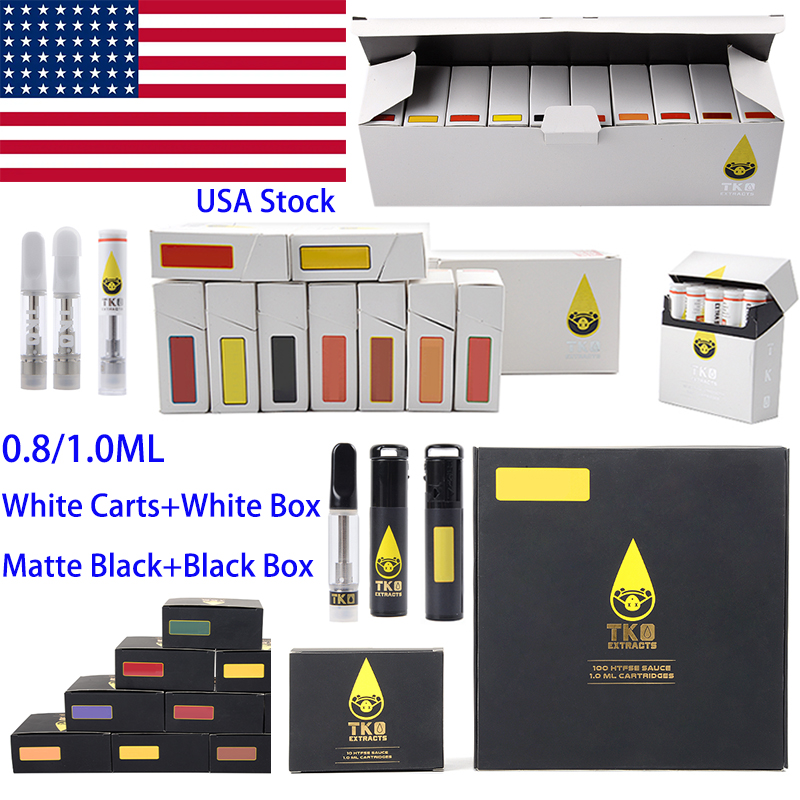 USA Stock TKO Sauce Extracts Atomizers Black White Box Vapes Carts Empty Vape Pen Cartridges Packaging 0.8ml 1ml 510 Ceramic Cartridge Wax Vaporizer 510 Thread
USA Stock TKO Sauce Extracts Atomizers Black White Box Vapes Carts Empty Vape Pen Cartridges Packaging 0.8ml 1ml 510 Ceramic Cartridge Wax Vaporizer 510 Thread