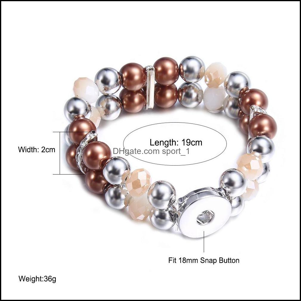 Charm Bracelets Mtilayer Beaded 18Mm Snap Button Bracelet Colorf Black White Brown Women Men Punk Bangle Noosa Sh002 Dro Dhseller2010 Dhr4X