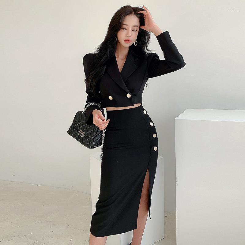 Two Piece Dress Fashion Spring Set Women OL Black Short Coat And Split Midi Skirt Slim Suits
Two Piece Dress Fashion Spring Set Women OL Black Short Coat And Split Midi Skirt Slim Suits