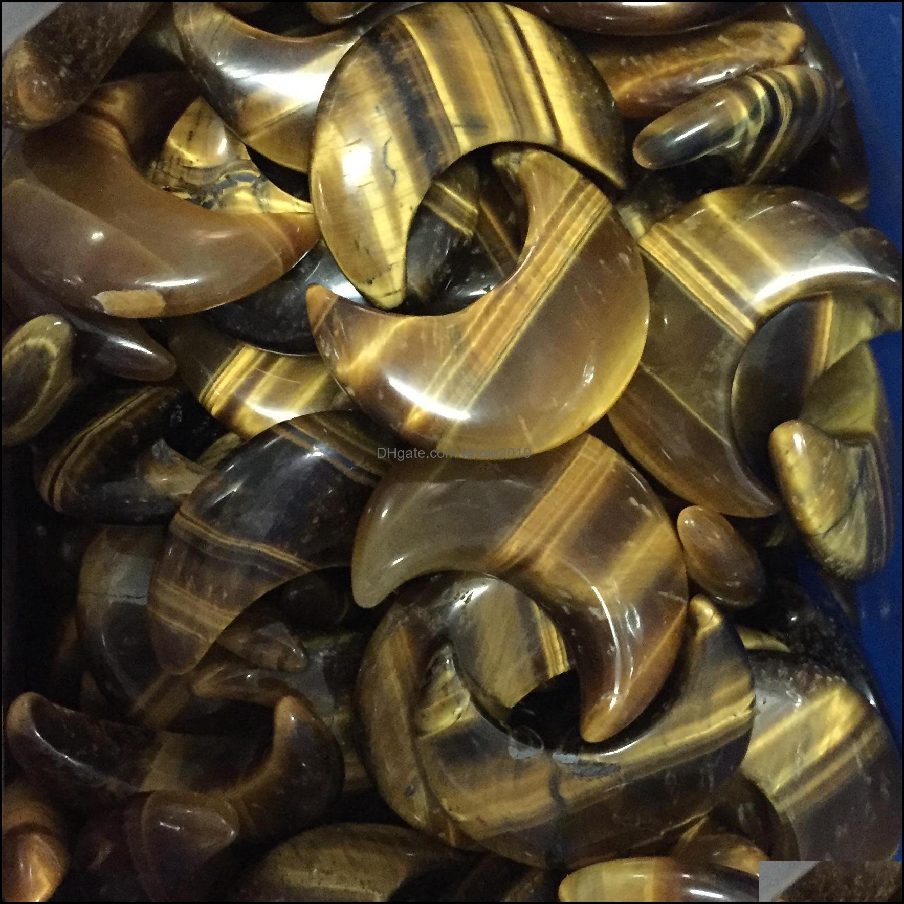 Stone Natural Stone Carved Crystal Mini Crescent Moon Pendant Healing Reiki Mineral Statue Crystals Ornament Home Decor Dhseller2010 Dh6Fa