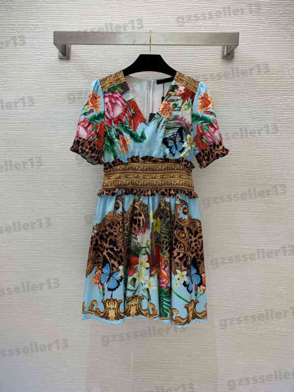 Designer Women Dress Fashion Floral Leopard Print Logo Dresses High-end Customized V-neck Waist Short-sleeved Dress Size S- 0912, 18
Designer Women Dress Fashion Floral Leopard Print Logo Dresses High-end Customized V-neck Waist Short-sleeved Dress Size S- 0912, 18