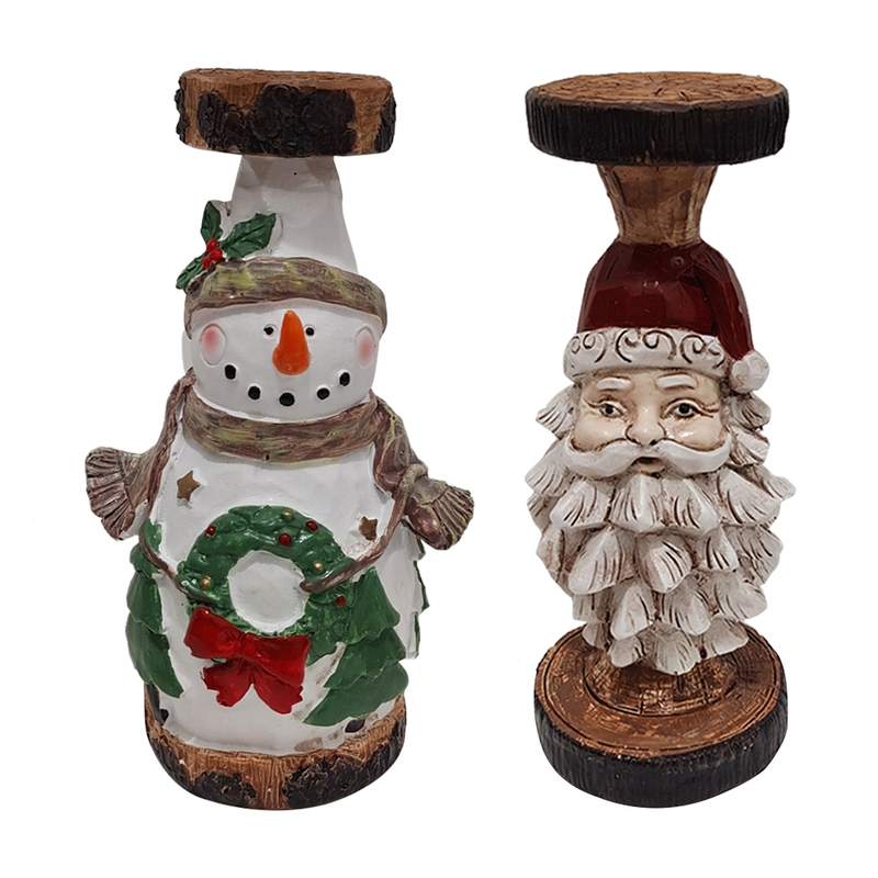 Christmas Decorations Christmas Resin Candlestick Santa Claus Snowman Candle Ornament Table Decor 220908