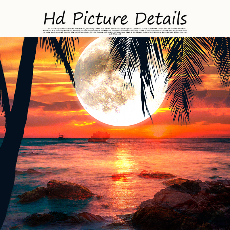 Painting Abstract Moon Lake On Canvas Nordic Landscape Posters and Prints Wall Art Picture For Living Room Home Decoration