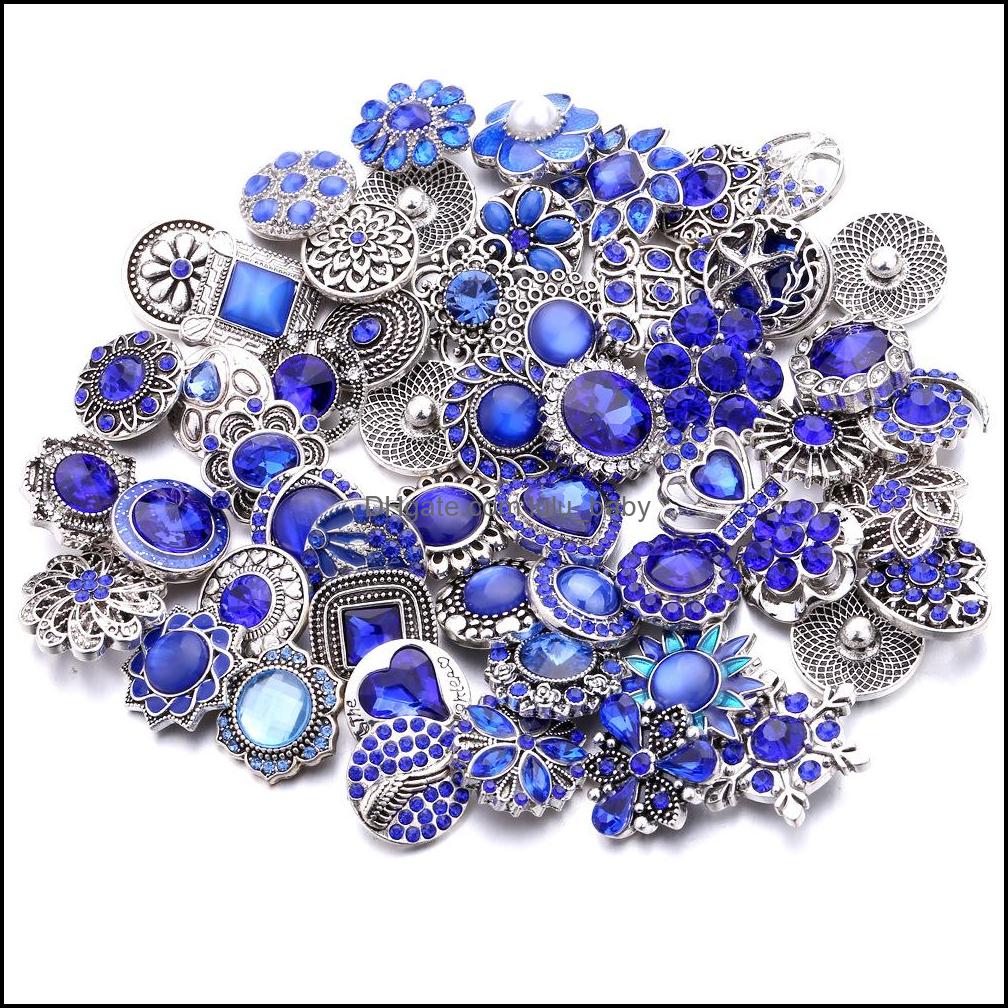 Other Mixed Rhinestone Flower Snap Button Jewelry Components Sier 18Mm Metal Snaps Buttons Fit Bracelet Bangle Noosa Dro Dhseller2010 Dhmoo