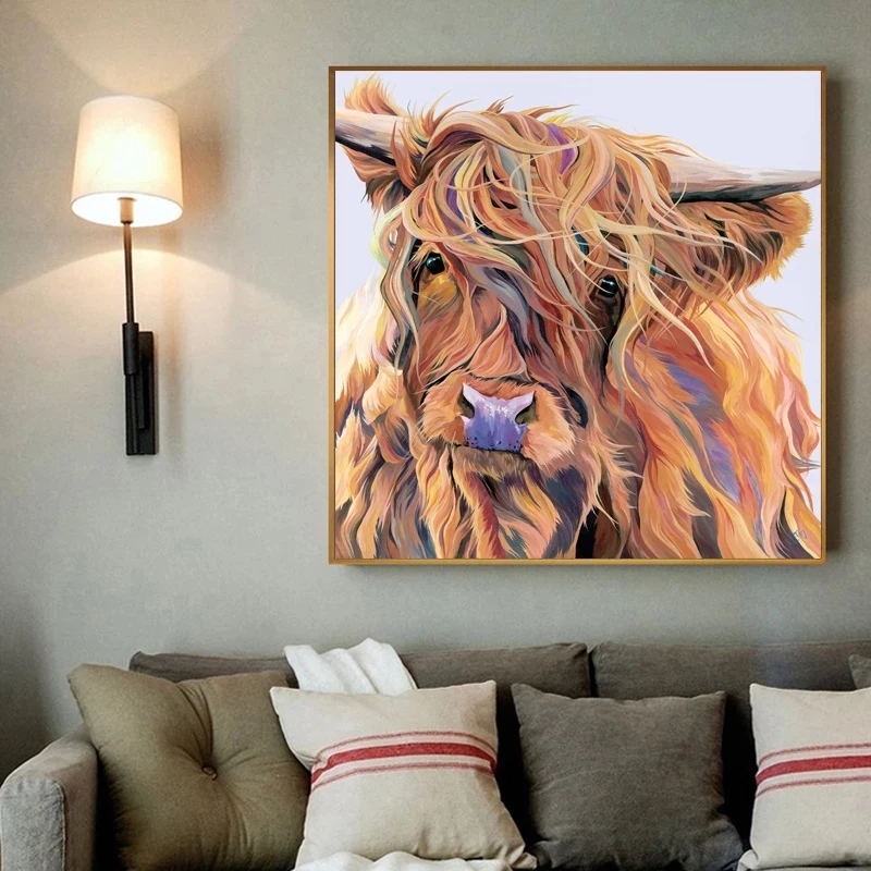 Canvas Paintings Modern Animal Art Colorful Highland Cow Posters and Prints Wall Art Pictures for Living Room Home Decoration Cuadros
Canvas Paintings Modern Animal Art Colorful Highland Cow Posters and Prints Wall Art Pictures for Living Room Home Decoration Cuadros