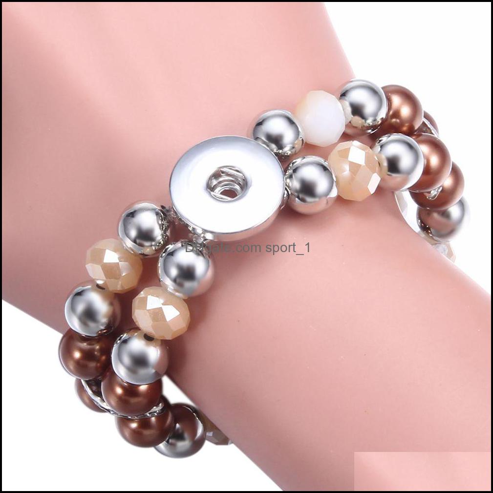 Charm Bracelets Mtilayer Beaded 18Mm Snap Button Bracelet Colorf Black White Brown Women Men Punk Bangle Noosa Sh002 Dro Dhseller2010 Dhr4X