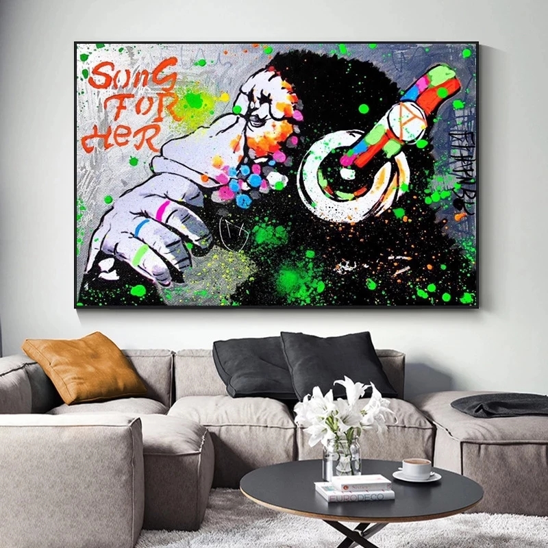 Canvas Painting Colorful Monkey with Headphones Animal Graffiti Poster Print Wall Art Pictures for Living Room Wall Decor Cuadro
Canvas Painting Colorful Monkey with Headphones Animal Graffiti Poster Print Wall Art Pictures for Living Room Wall Decor Cuadro