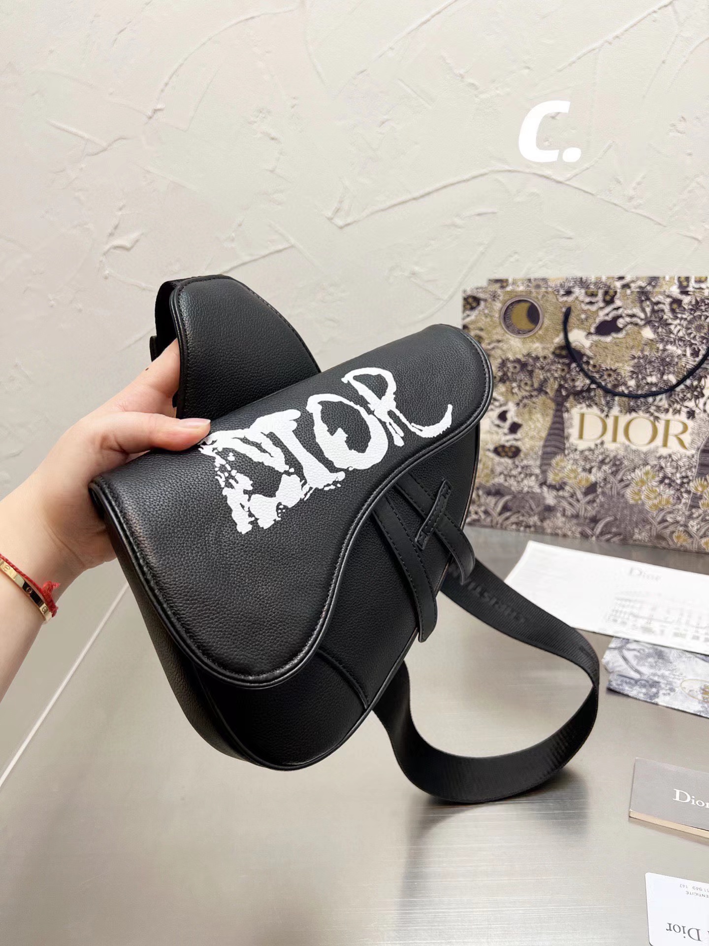 Dior-Tasche, Designer-Satteltasche, Vintage-Schulter-Umhängetasche aus Leder