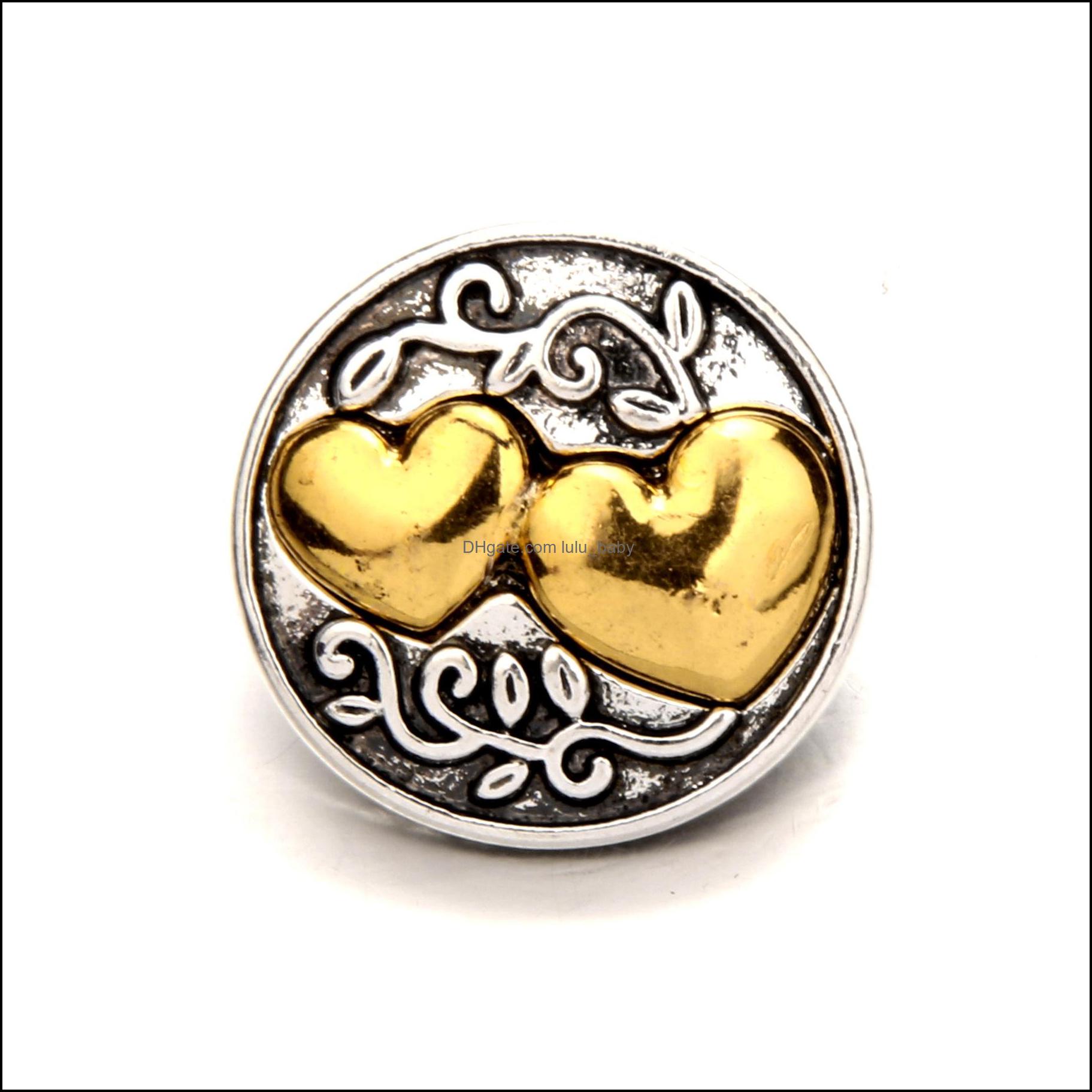 Other Snap Button Jewelry Components Gold Plating Heart 18Mm Metal Snaps Buttons Fit Bracelet Bangle Noosa Z02063 Drop D Dhseller2010 Dhxtq