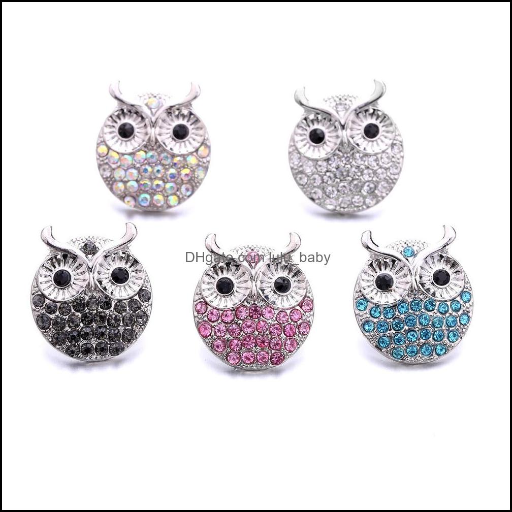 Other High Quality Snap Button Jewelry Colorf Rhinestone Owl Components 18Mm 20Mm Metal Snaps Buttons Fit Bracelet Bangl Dhseller2010 Dhbyf