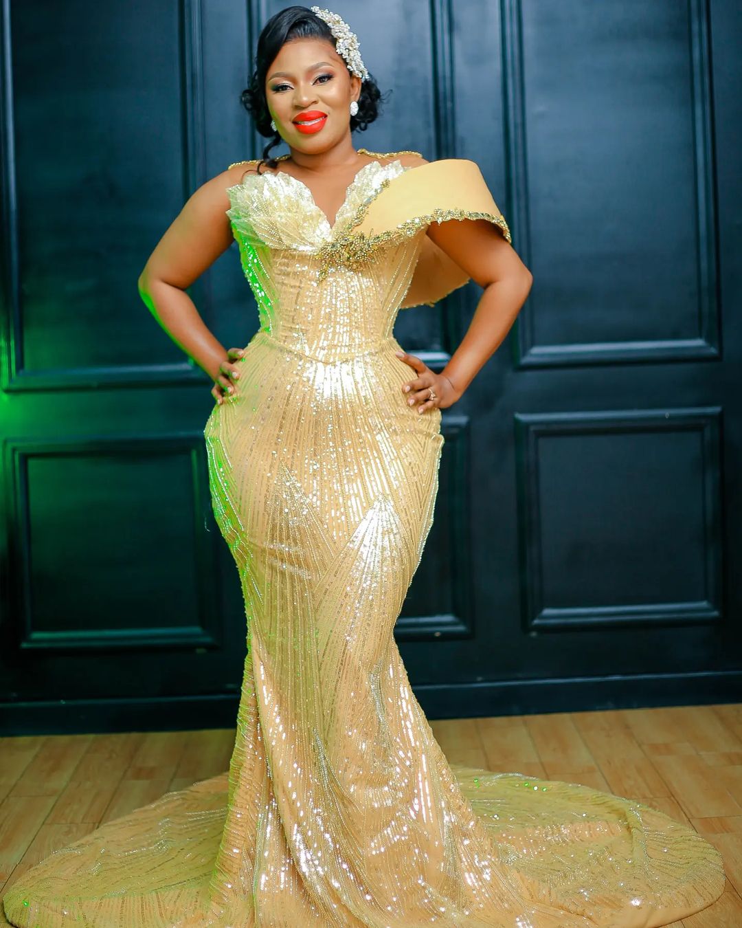 Arabic Aso Ebi Mermaid Gold Prom Dresses Beaded Crystals Evening Formal Party Second Reception Birthday Engagement Gowns Dress ZJ770