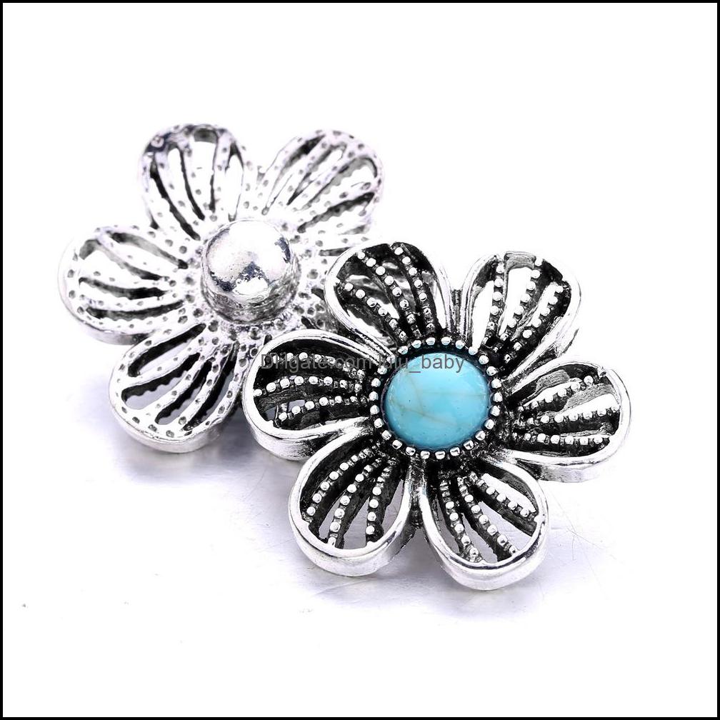 Other High Quality Snap Button Jewelry Components Heart Flower Acrylic Turquoise 18Mm 20Mm Metal Snaps Buttons Fit Brace Dhseller2010 Dhxxd