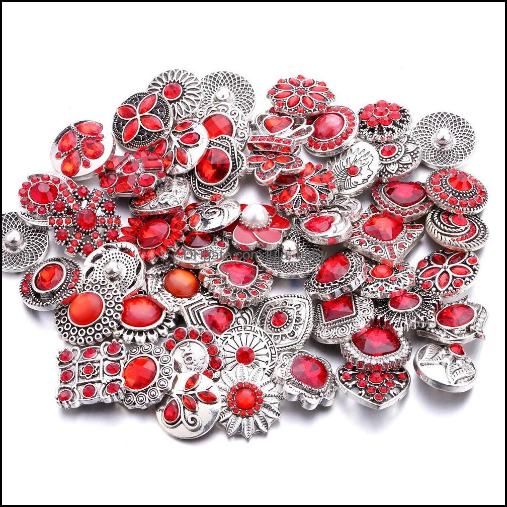 Other Mixed Rhinestone Flower Snap Button Jewelry Components Sier 18Mm Metal Snaps Buttons Fit Bracelet Bangle Noosa Dro Dhseller2010 Dhmoo