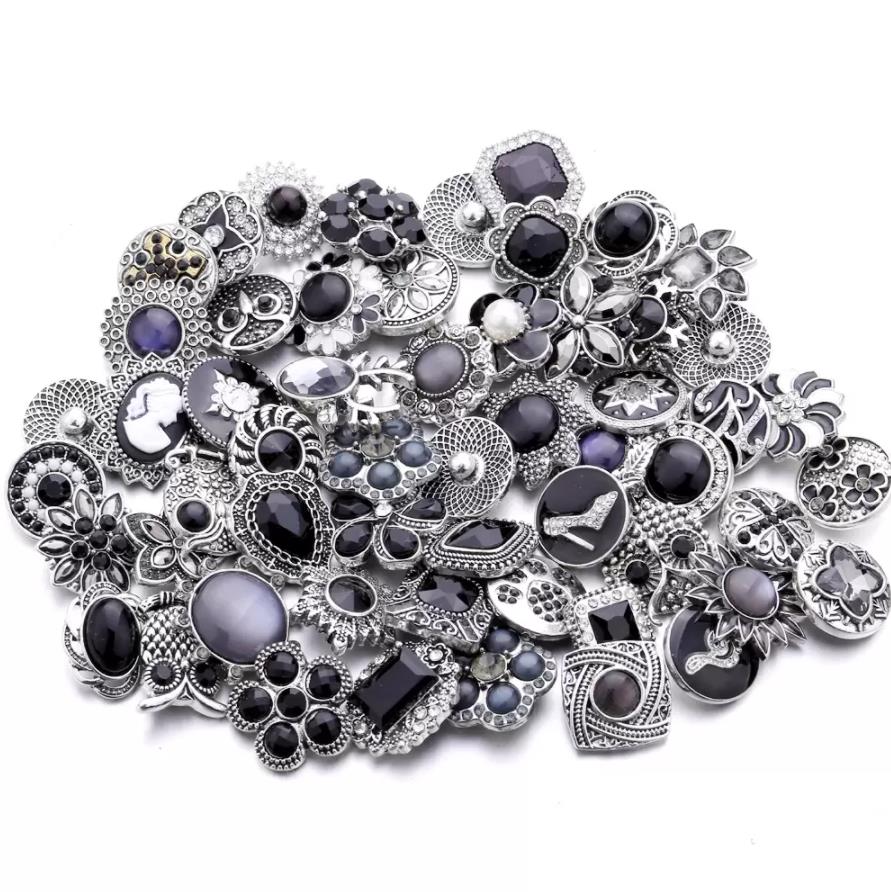 Other Mixed Rhinestone Flower Snap Button Jewelry Components Sier 18Mm Metal Snaps Buttons Fit Bracelet Bangle Noosa Dro Dhseller2010 Dhmoo
