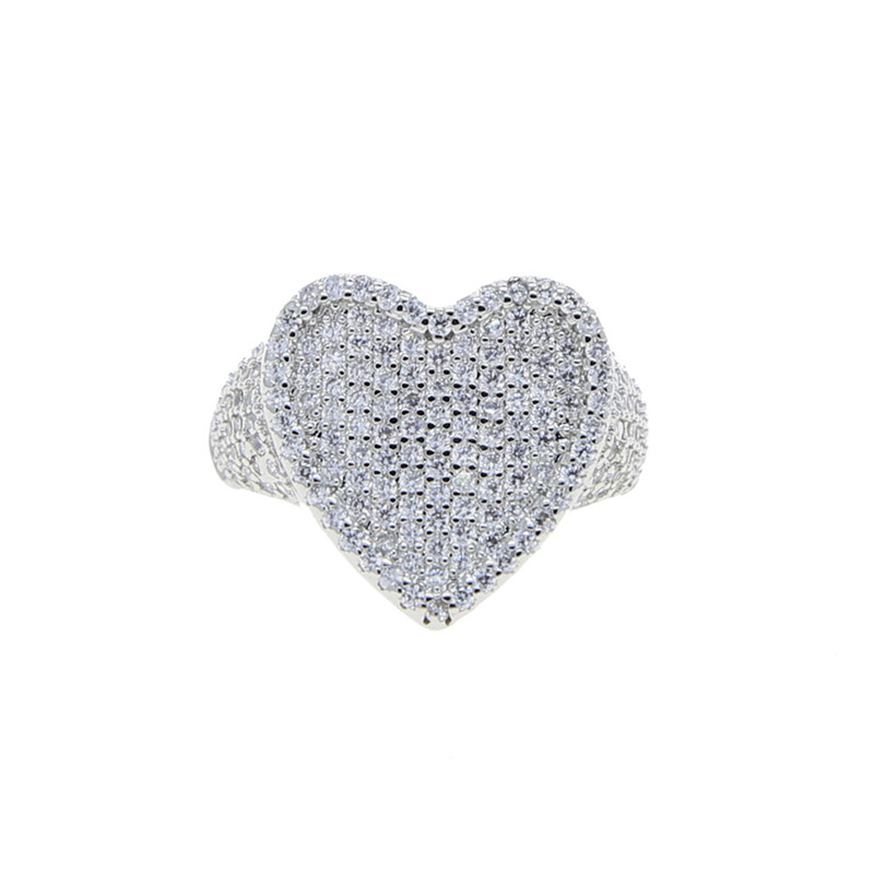 2022 Top Sell Wedding Rings Luxury Jewelry 925 Sterling Silver Full Pave White Sapphire CZ Diamond Promise Gemstones Party Women Heart Band Ring For L