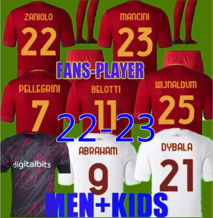 22 23 roma SOCCER JERSEYS DYBALA home belotti CELIK Pellegrini Abraham 2022 2023 Wijnaldum Zaniolo MANCINI KUMBULLA men kids kit FOOTBALL EL SHAARAWY Unriform rome
22 23 roma SOCCER JERSEYS DYBALA home belotti CELIK Pellegrini Abraham 2022 2023 Wijnaldum Zaniolo MANCINI KUMBULLA men kids kit FOOTBALL EL SHAARAWY Unriform rome