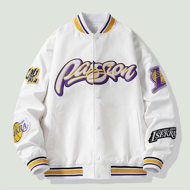 Mens Jackets Spring Mens Bomber Baseball Jacket Letter Embroidery Patchwork Coat Hip Hop Streetwear Casual Loose Varsity Jackets Unisex 220908, White
Mens Jackets Spring Mens Bomber Baseball Jacket Letter Embroidery Patchwork Coat Hip Hop Streetwear Casual Loose Varsity Jackets Unisex 220908, White