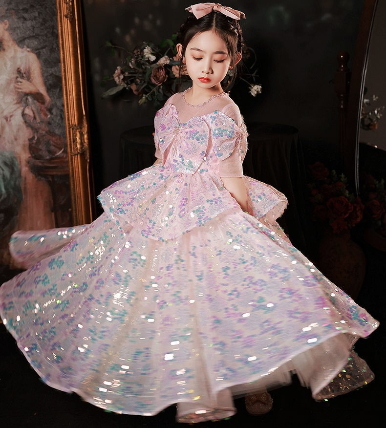 Cute Flower Girl Dresses For Wedding sequined Girls Pageant Dress A Line Kids Birthday Gowns