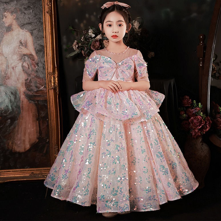 Cute Flower Girl Dresses For Wedding sequined Girls Pageant Dress A Line Kids Birthday Gowns