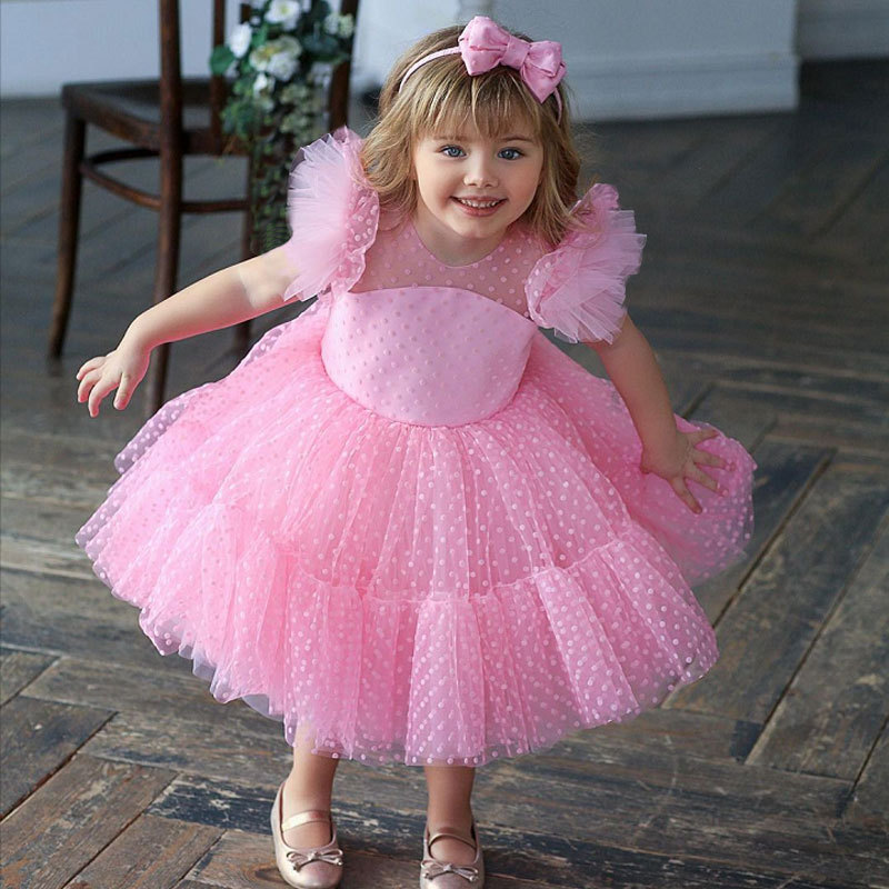 Girl's Dresses Summer Girl Dress Birthday Party Princess Dress Children Polka Dots Gown Flower Girl Wedding Tutu Fluffy Dresses Vestidos 220908