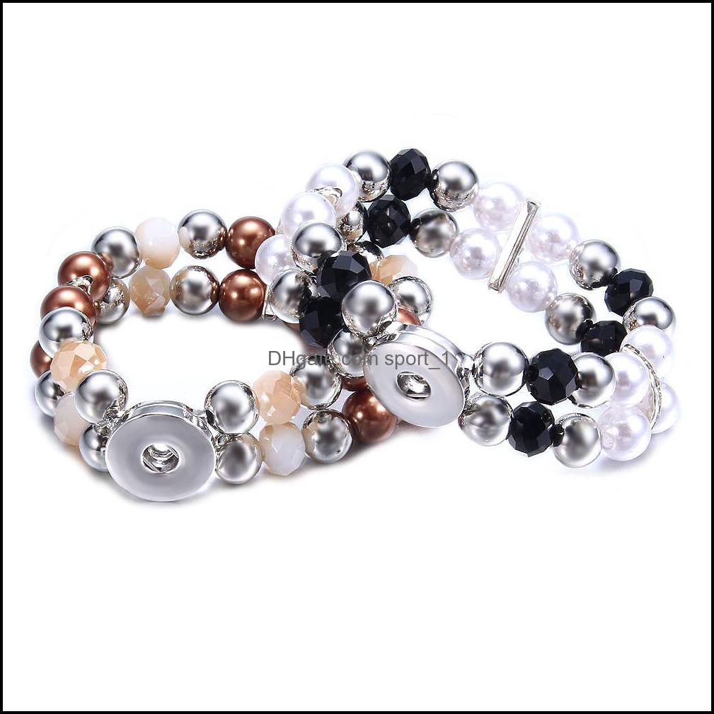 Charm Bracelets Mtilayer Beaded 18Mm Snap Button Bracelet Colorf Black White Brown Women Men Punk Bangle Noosa Sh002 Dro Dhseller2010 Dhr4X