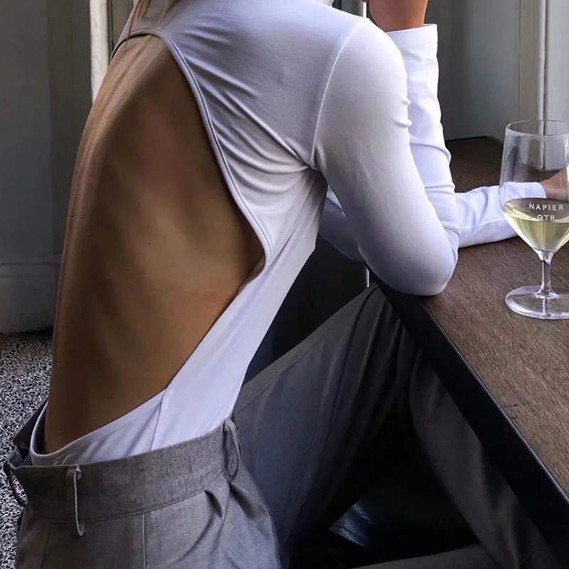 Women's Jumpsuits Rompers Women High Neck Ultra Low Back Bodysuit 220908