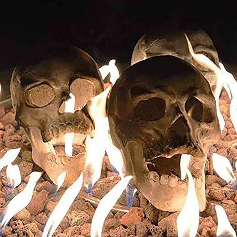 Halloween Toys 5Pcs Halloween Fire Pits Skulls Decoration Reusable Skeleton Flame Fireproof Resin for Bonfire Fireplace Stove Simulation Skull 220908