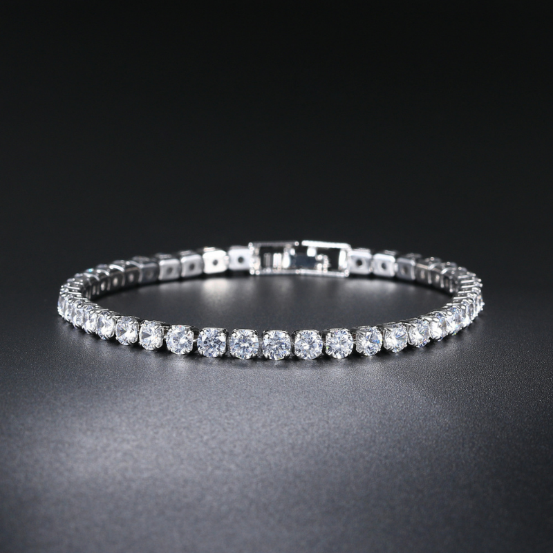 Tennis Bracelets For Women Round Crystal Gold Color Bangle Chain Wedding