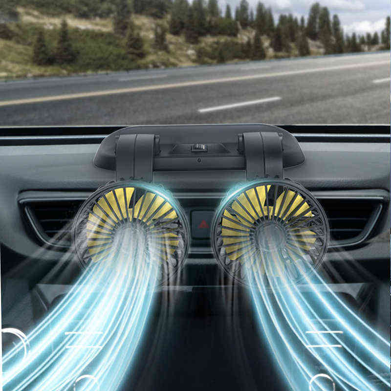 Electric Fans Car Double-Headed Folding Rotatable Head Creative Little Summer Cooling High Airflow T220907