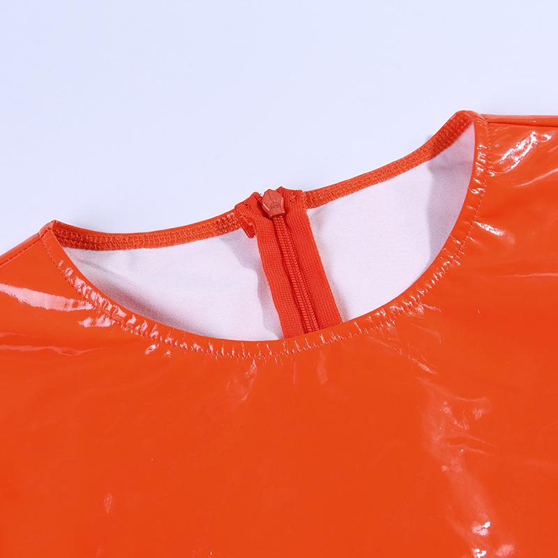 Women's Jumpsuits Rompers Women Pu Leather Bodysuits Sexy Party Yellow O-neck Skinny Long Sleeves Spring Highstreet Playsuits Slim Rompers Overal