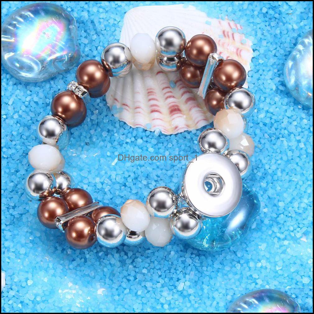 Charm Bracelets Mtilayer Beaded 18Mm Snap Button Bracelet Colorf Black White Brown Women Men Punk Bangle Noosa Sh002 Dro Dhseller2010 Dhr4X