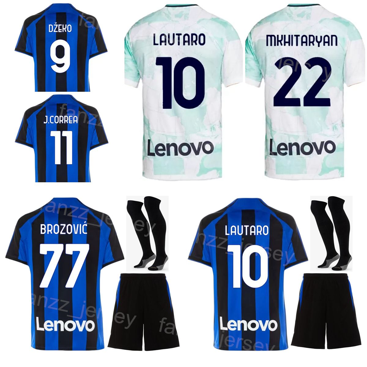 

2022-23 Men Kids Club 77 BROZOVIC Soccer Jersey Set 23 BARELLA 11 CORREA 9 DZEKO 37 SKRINIAR 20 CALHANOGLU 6 DE VRIJ 10 LAUTARO Football Shirt Kits For Sport Fans GuoMi, Men with patch