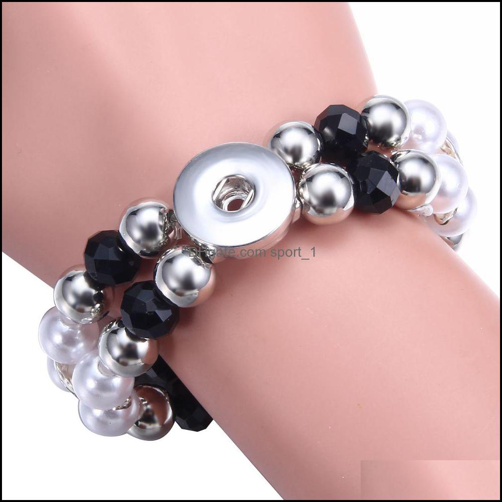 Charm Bracelets Mtilayer Beaded 18Mm Snap Button Bracelet Colorf Black White Brown Women Men Punk Bangle Noosa Sh002 Dro Dhseller2010 Dhr4X