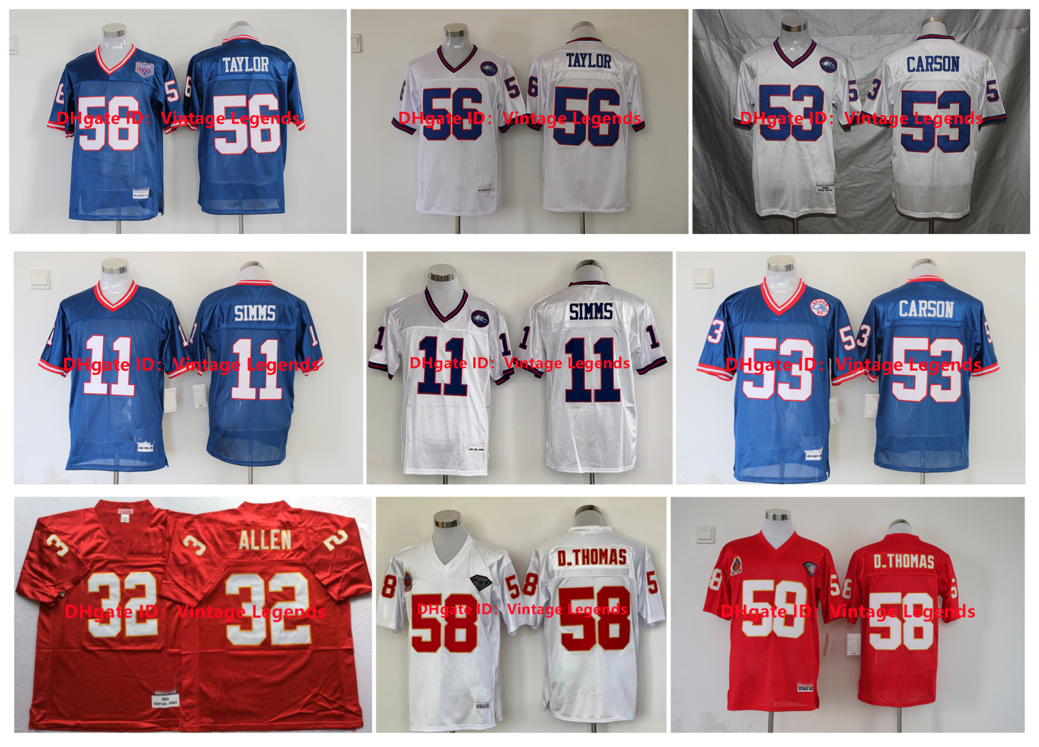 Throwback Football Jersey Kansases City Derrick Thomas Chiefe Len Dawson Marcus Allen Lawrence Taylor Joe Montana Mark Bavaro Phil Simms Harry Carson Carl Banks M&N, As pic
Throwback Football Jersey Kansases City Derrick Thomas Chiefe Len Dawson Marcus Allen Lawrence Taylor Joe Montana Mark Bavaro Phil Simms Harry Carson Carl Banks M&N, As pic