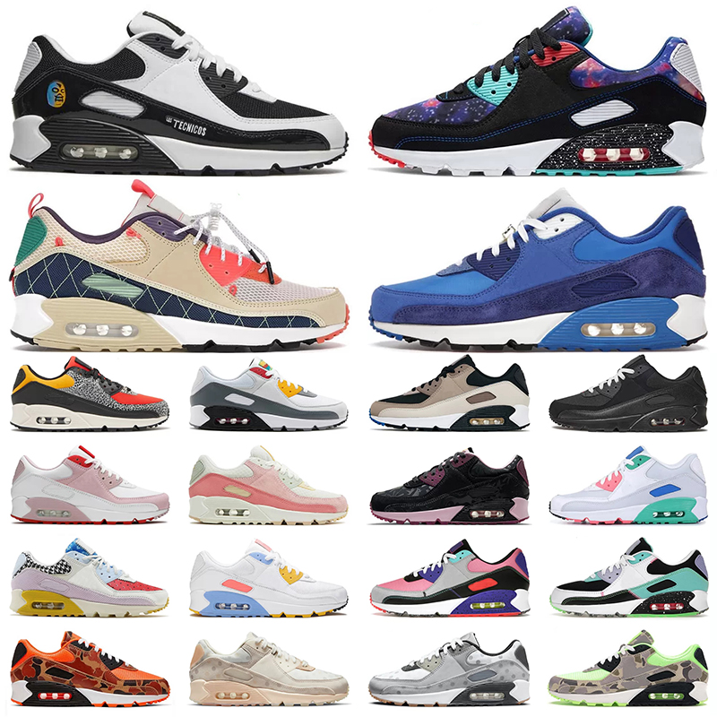 90s 90 Running Shoes Man Woman Triple Black White Infrared Valentine Day Grey Fog Shimmer Polka Laser Blue Bacon UNC Pink Oxford Cargo Khaki Men Trainers Sneakers