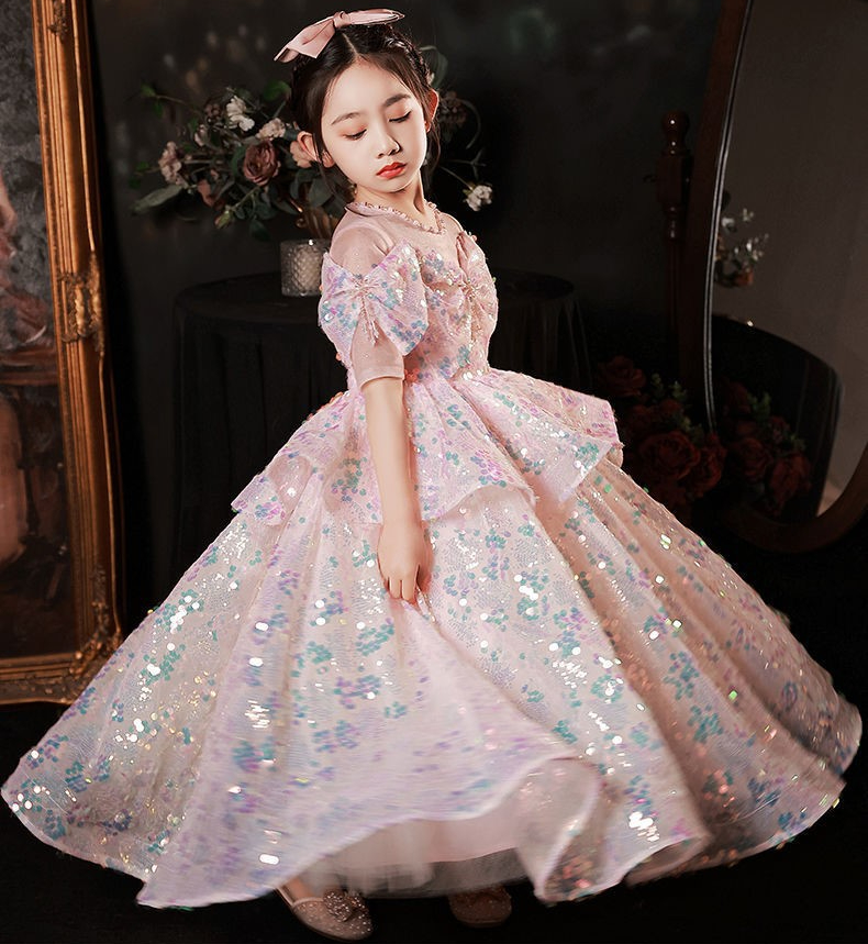 Cute Flower Girl Dresses For Wedding sequined Girls Pageant Dress A Line Kids Birthday Gowns