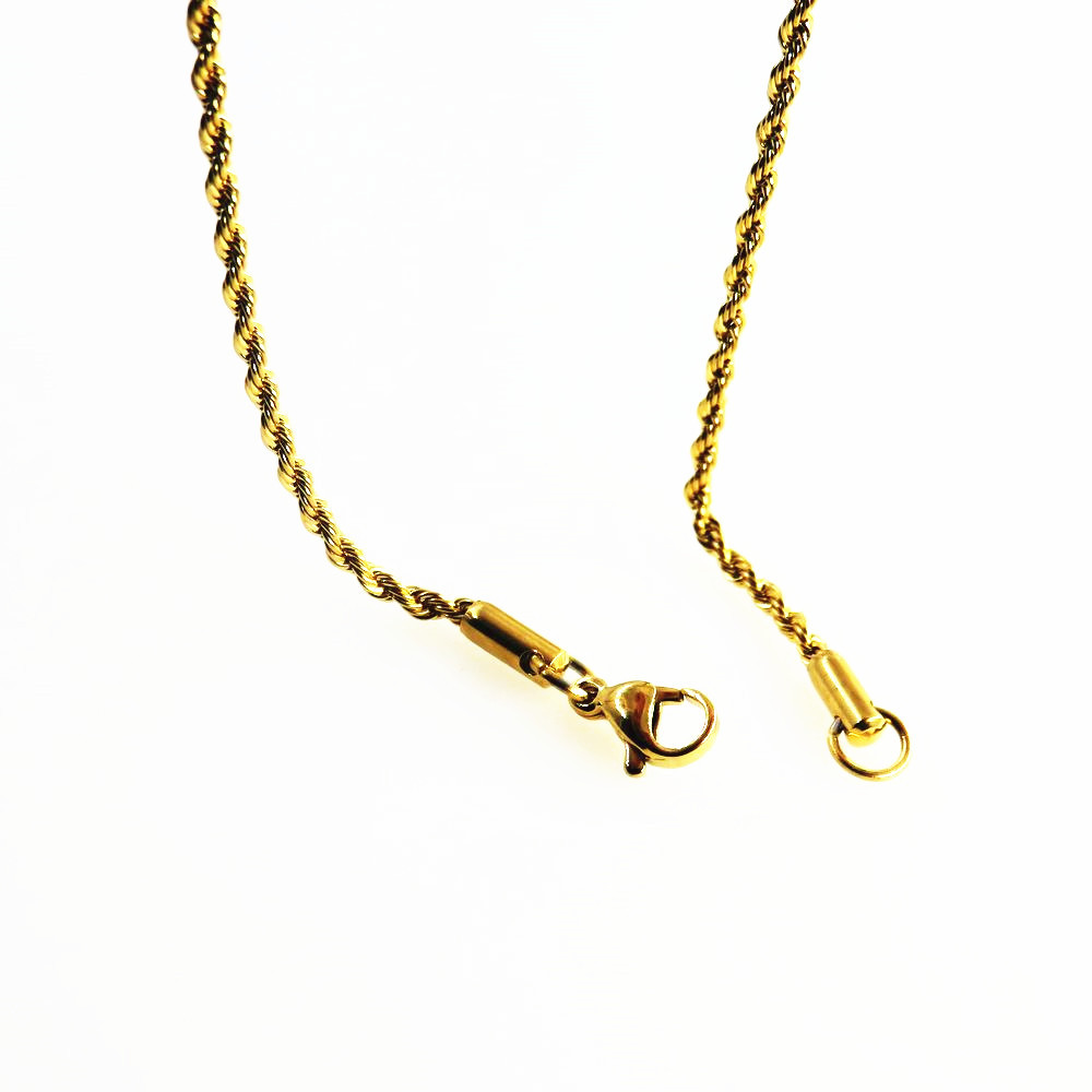 18K Gold Plated Rope Chain Stainless Steel Necklace for Women Men Golden Fashion Design ed Rope Chains Hip Hop Jewelry Gift 299232
