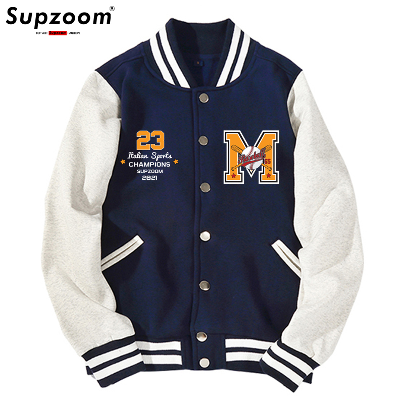 Mens Jackets Supzoom Arrival Letter Rib Sleeve Cotton Top Fashion Single Breasted Casual Bomber Baseball Jacket Loose Cardigan Coat 220908