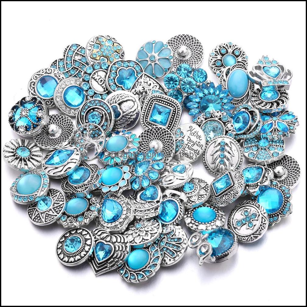Other Mixed Rhinestone Flower Snap Button Jewelry Components Sier 18Mm Metal Snaps Buttons Fit Bracelet Bangle Noosa Dro Dhseller2010 Dhmoo