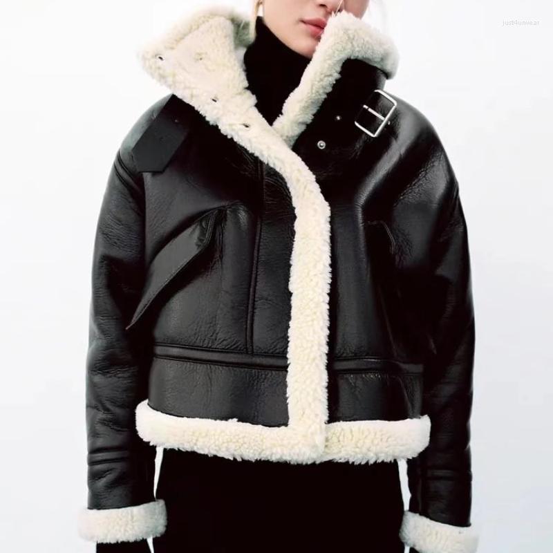 Women's Fashion Thick Warm Faux Shearling Jacket Leather Coat Vintage Long Sleeve Flap Pocket Ladies Chic Top, Black
Women's Fashion Thick Warm Faux Shearling Jacket Leather Coat Vintage Long Sleeve Flap Pocket Ladies Chic Top, Black