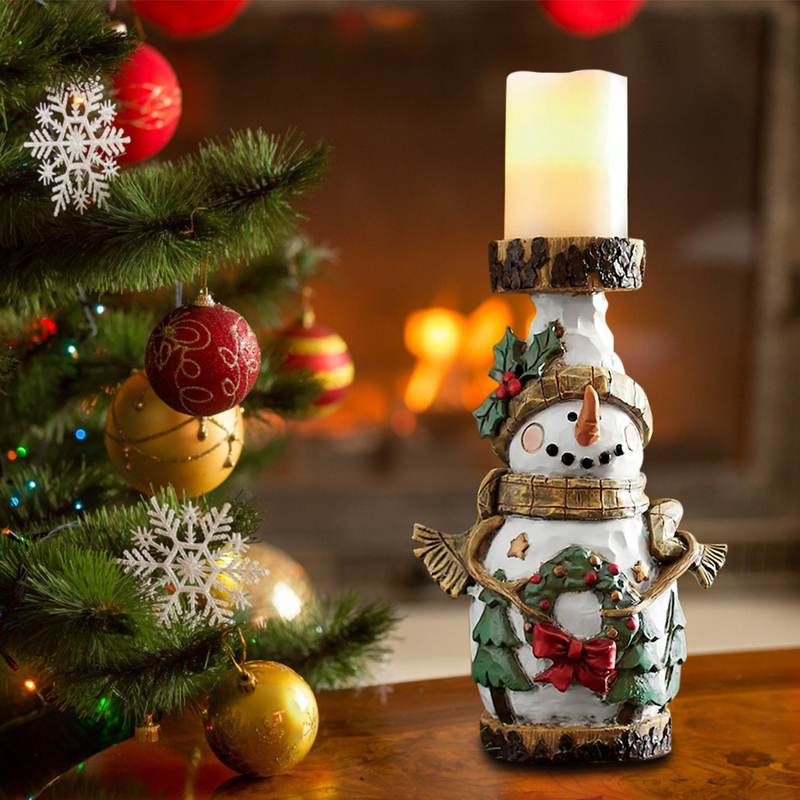 Christmas Decorations Christmas Resin Candlestick Santa Claus Snowman Candle Ornament Table Decor 220908