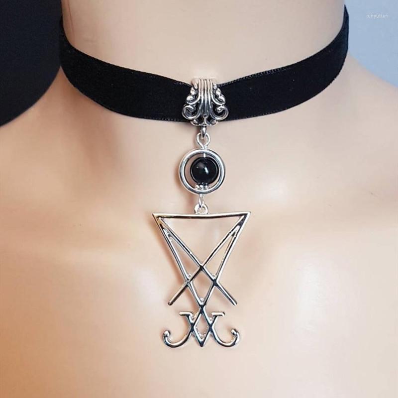 Choker Lucifer Sign Necklace Gothic Satan And Elegant Black Velvet Collar Satan's Dark Mystic Nu Goth
Choker Lucifer Sign Necklace Gothic Satan And Elegant Black Velvet Collar Satan's Dark Mystic Nu Goth